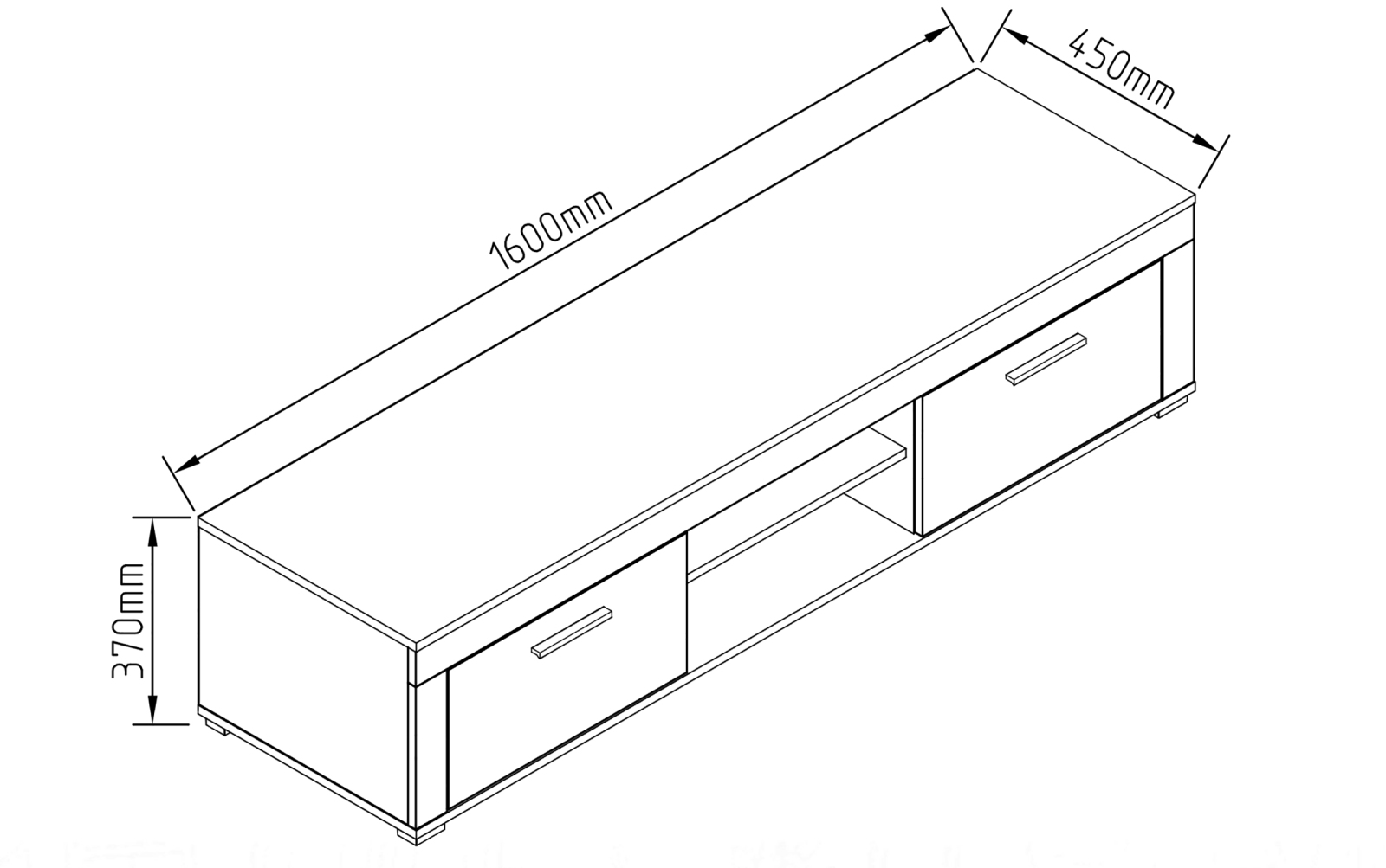 Lowboard USILO XL - weiß - 160 cm breit
