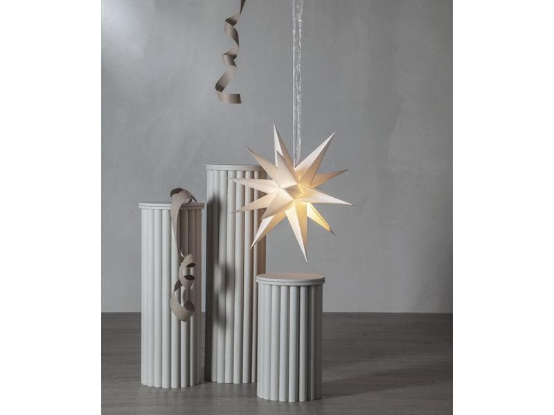 Star Trading Papierstern December, Weiss, Ø 45 cm LED Weihnachtsdekoration
