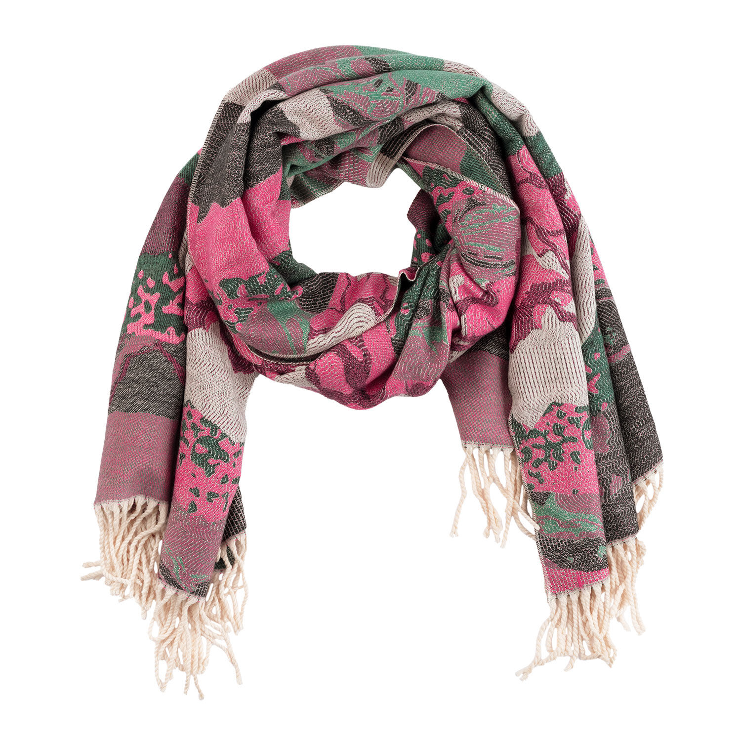 Webschal mit abstraktem Muster pink
