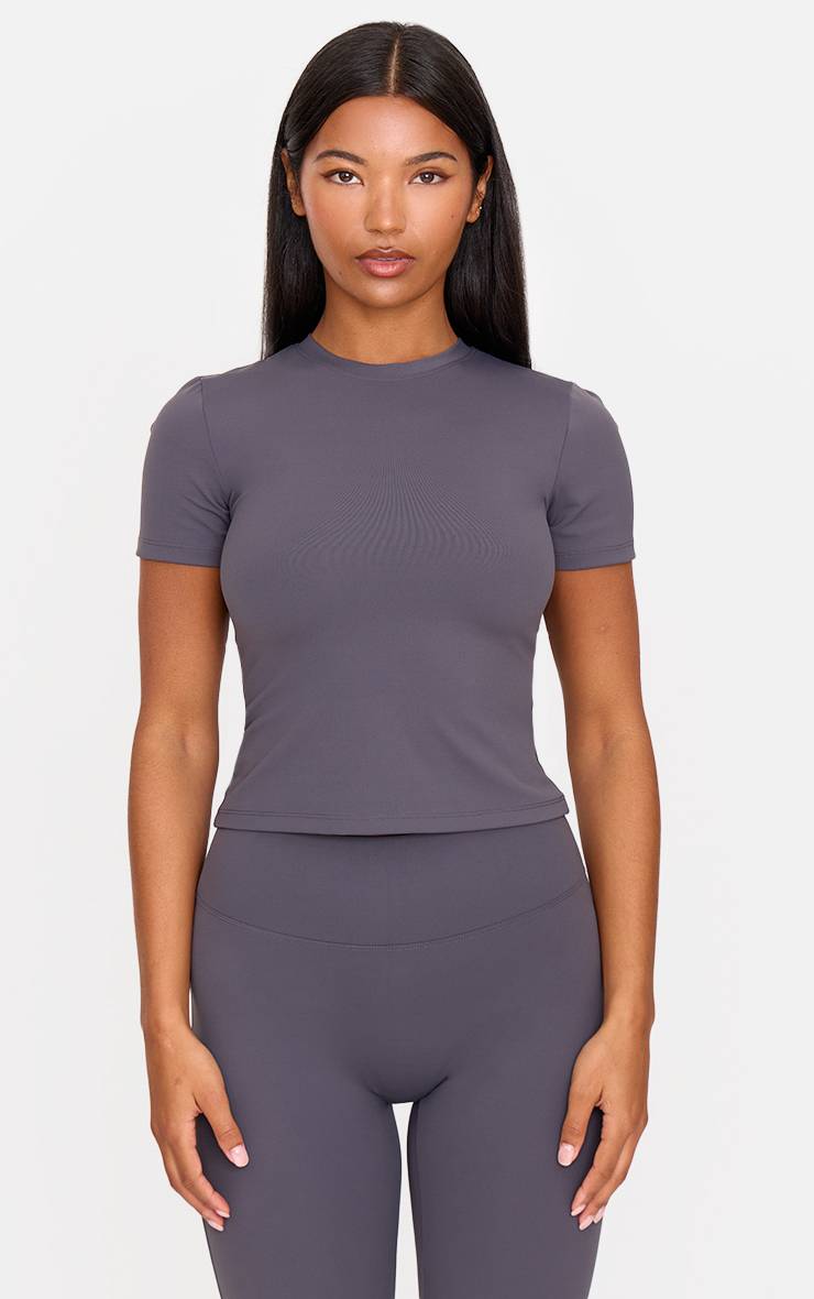Charbon Haut De Sport Moulant Longue Coupe À Manches Courtes Ultimate Sculpt