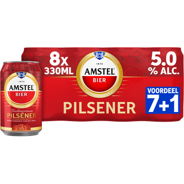 Amstel Pilsener Bier Blik Voordeelpack 7+1 x 330ml