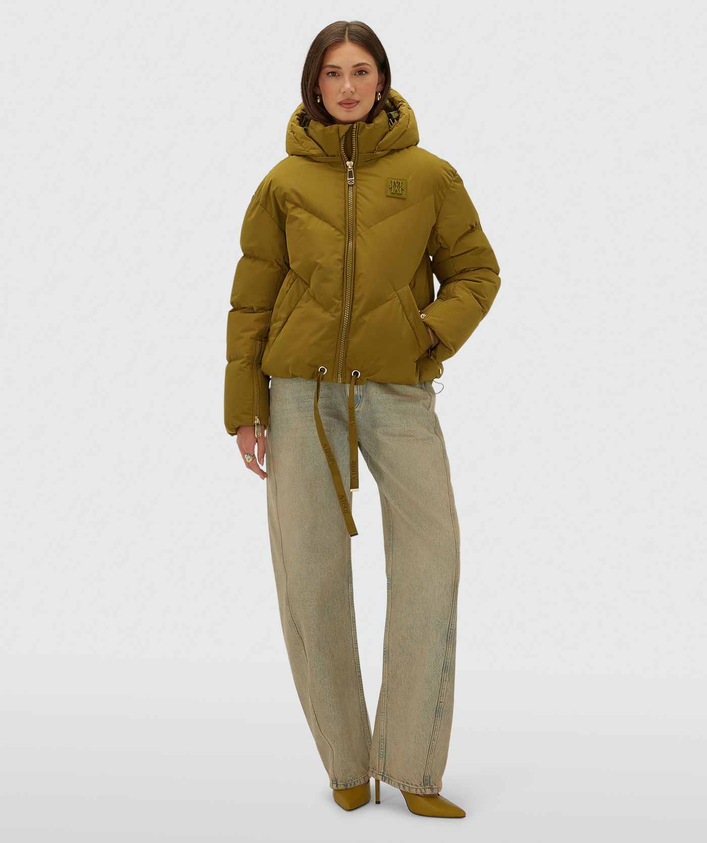 JV-BRENNA oversized puffer jas - olive green