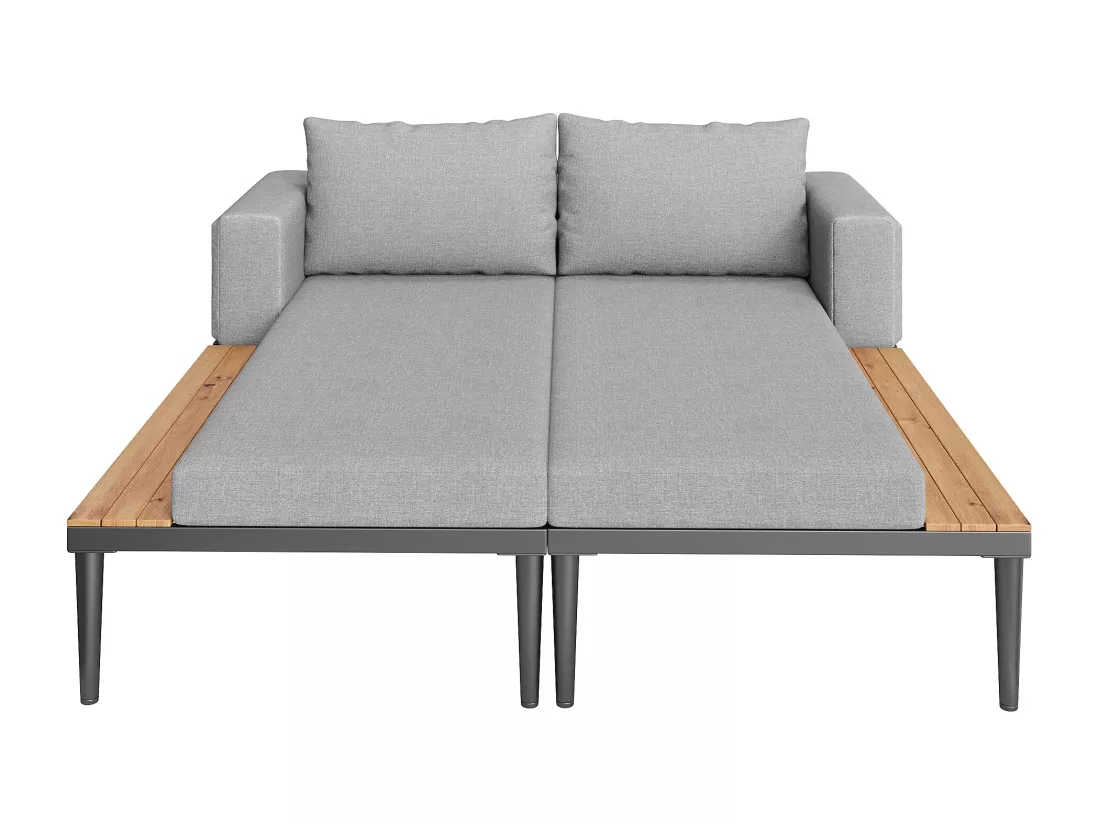 Bain de soleil extérieur, chaise longue extérieure, canapé-lit multifonctionnel imperméable, chaise longue double avec étagère