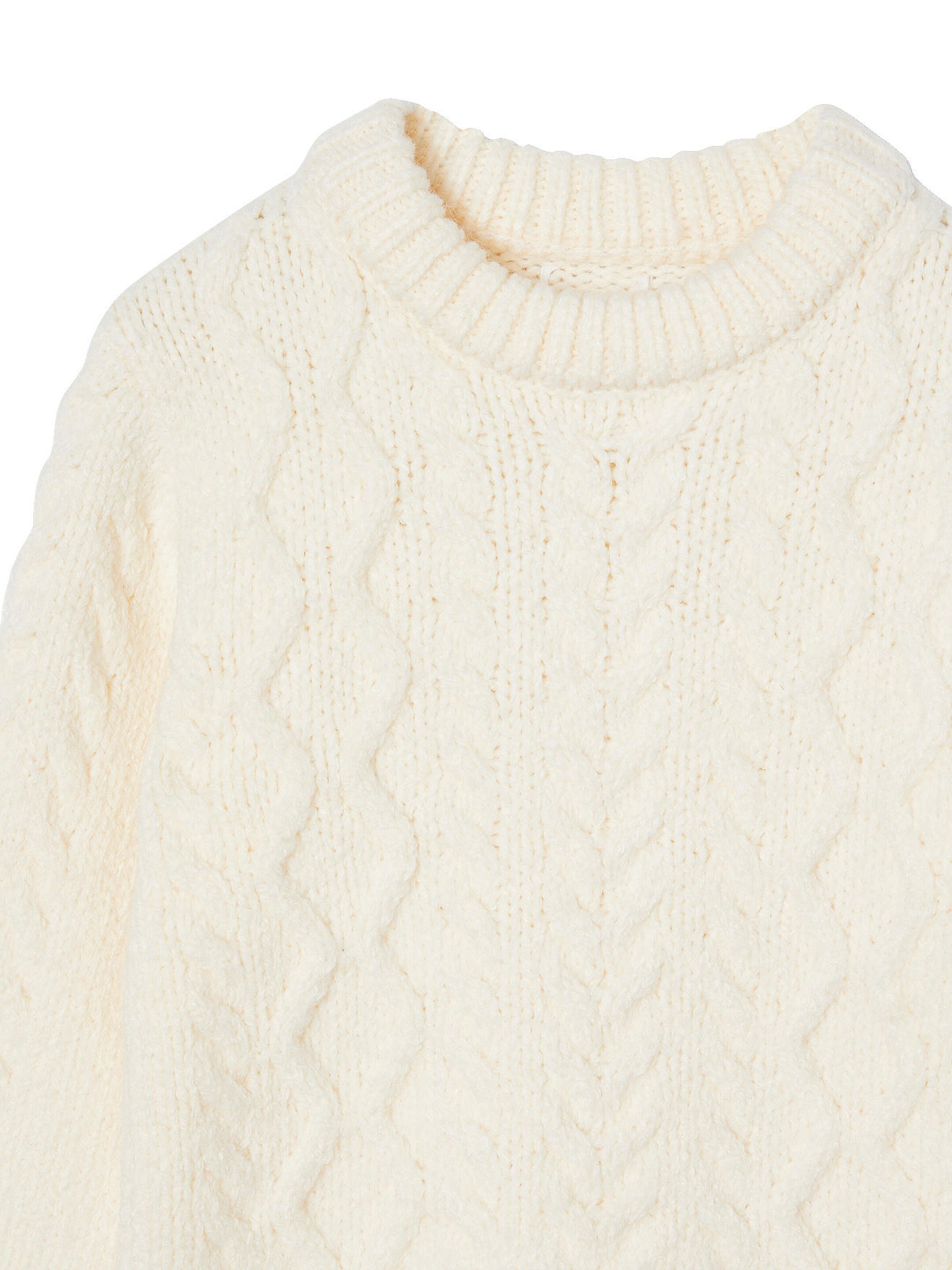 Vertbaudet Jungen Zopfstrickpullover wollweiß