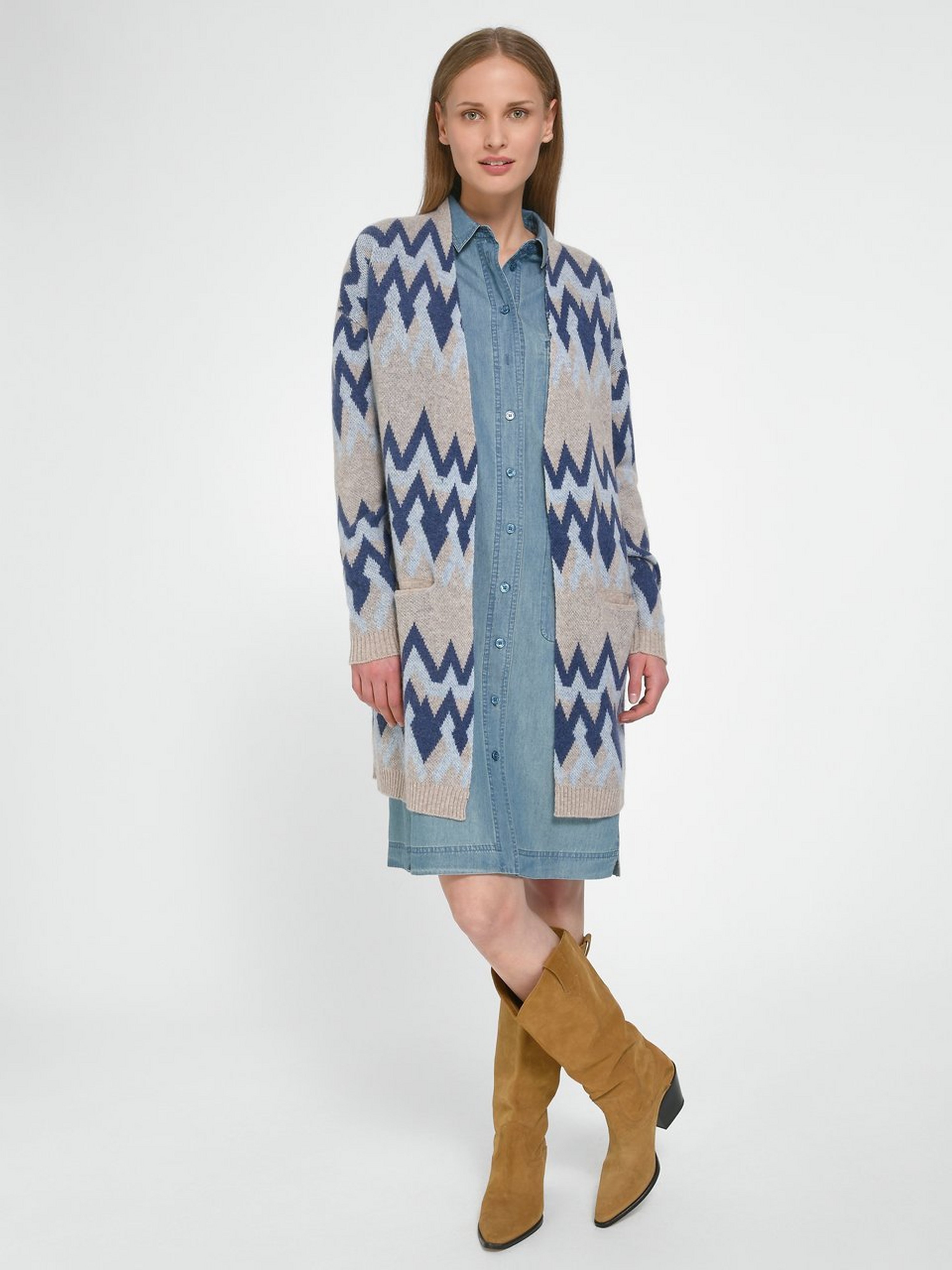Long-Strickjacke
