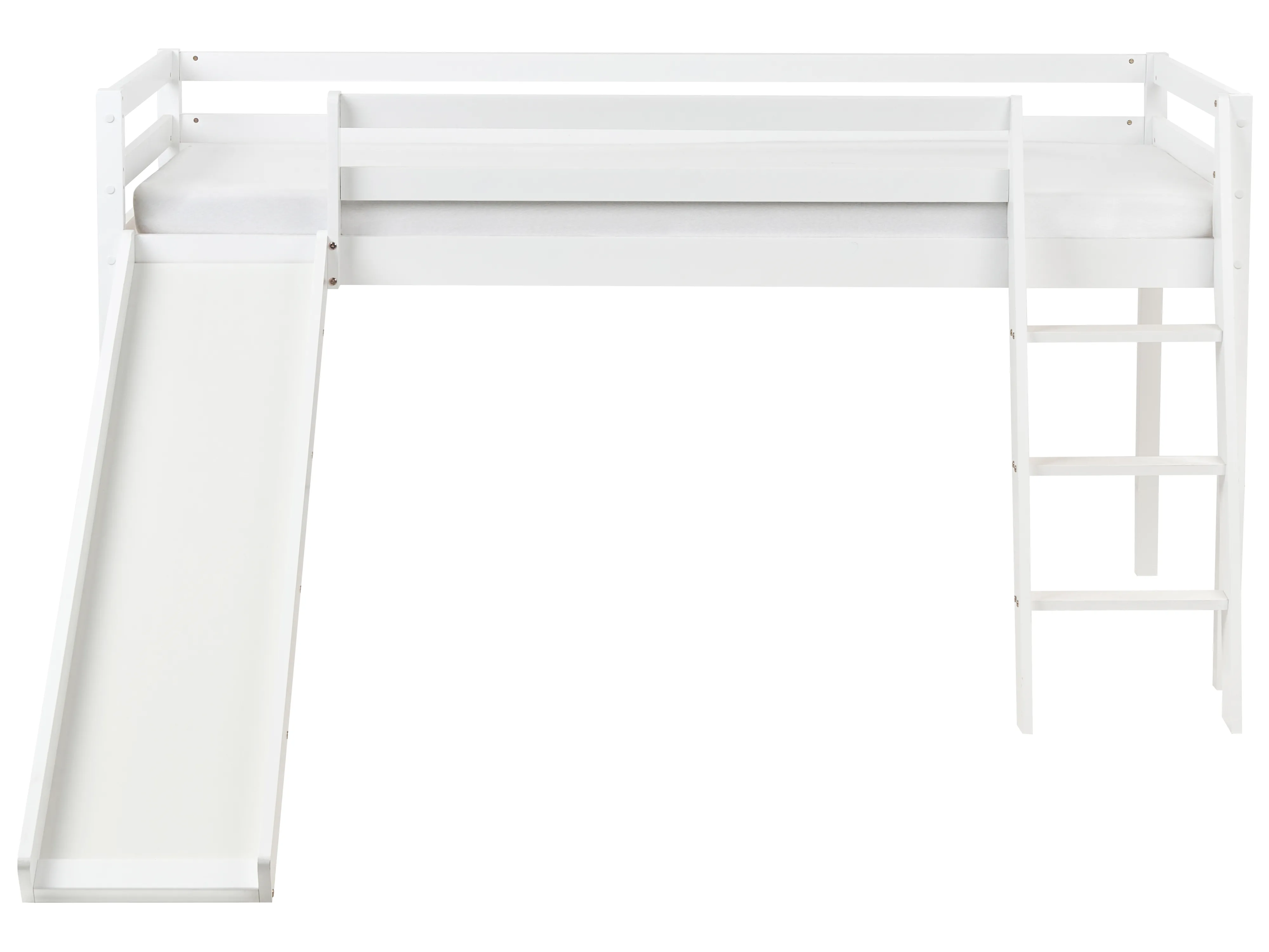 Verhoogd bed Dennenhout STAPLE 90 x 200 cm met glijbaan Wit
