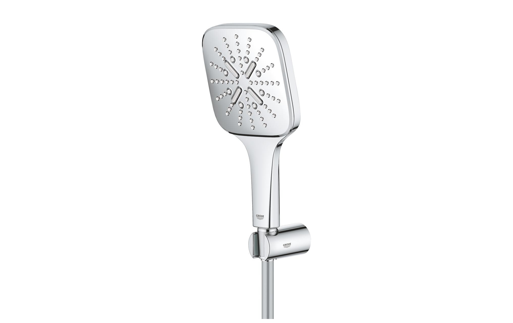Duschbrausen-Set Rainshower SmartActive 130 Cube ChromWandhalter-Set