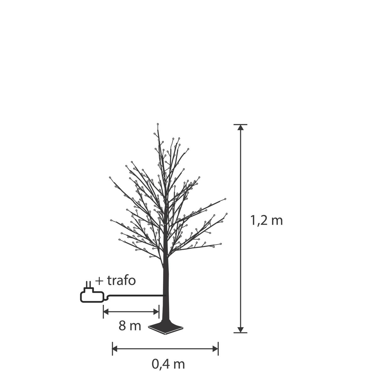 Kerst vloerlamp bruin boom 120cm incl. LED met timer IP44 - Ki