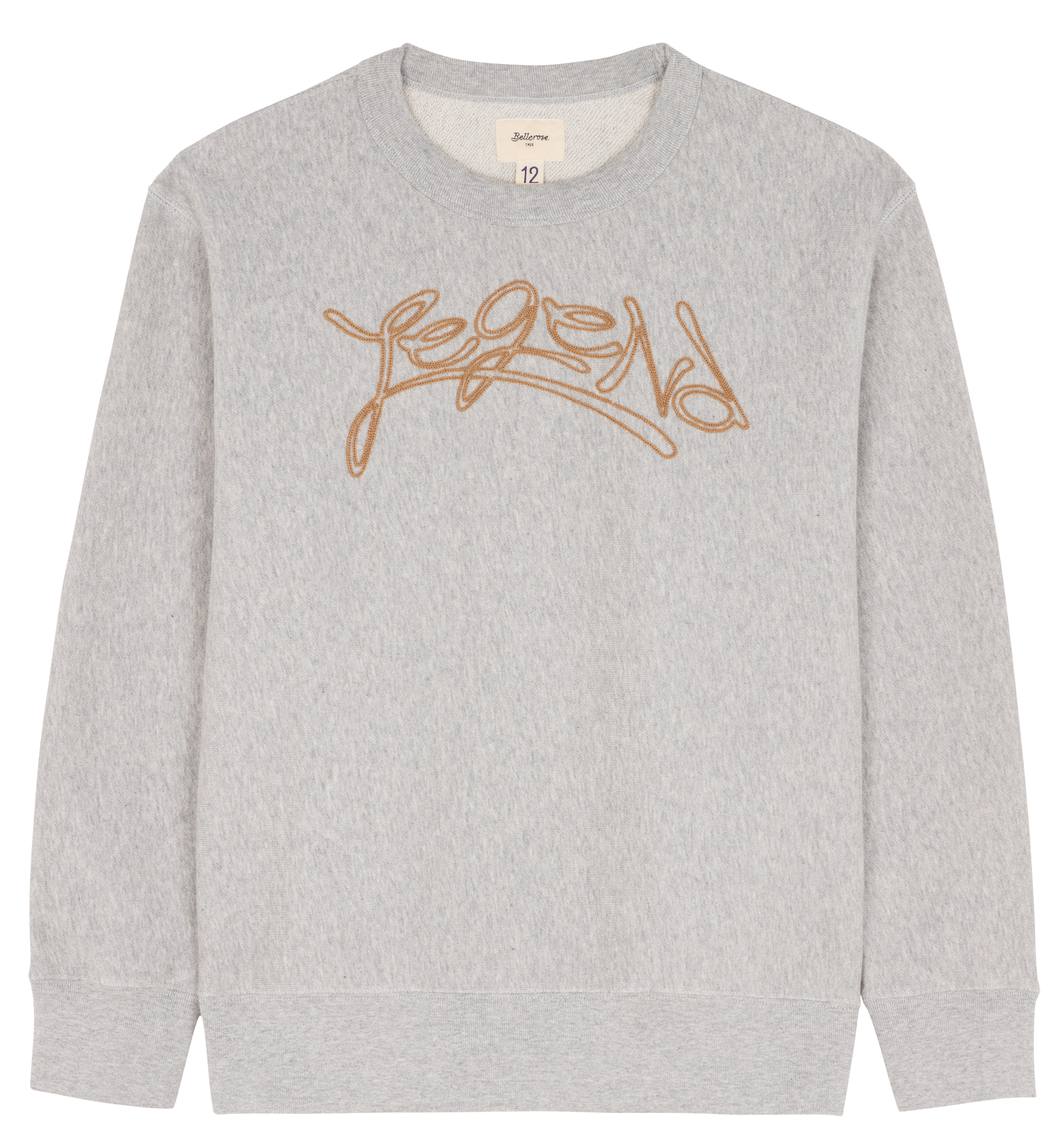 FAGO - Sweat col rond brodé en coton | Gris