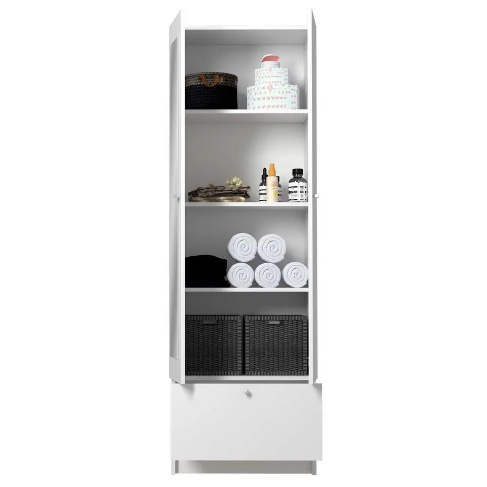 Kolomkast Fares 59cm met 2 deuren - 1 lade - wit