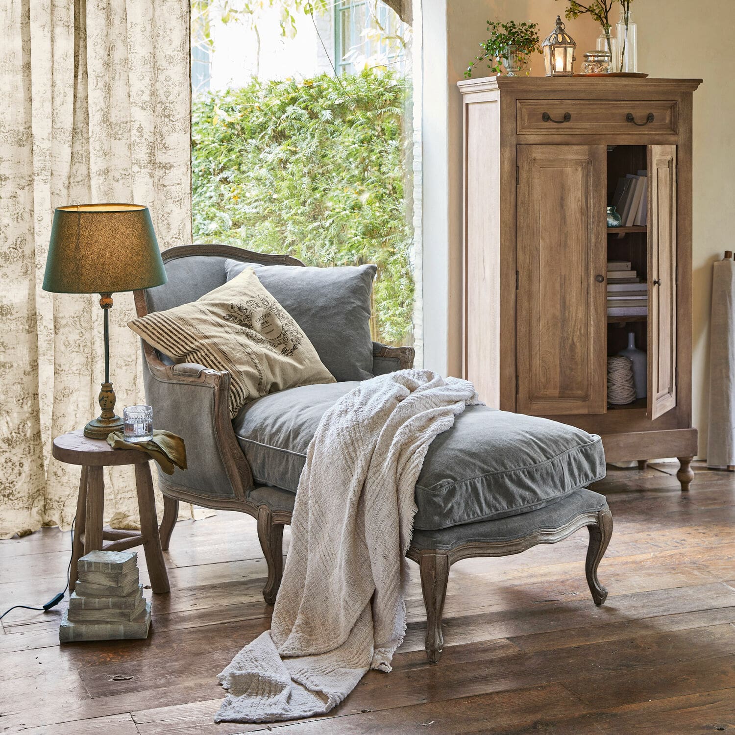 Chaiselongue Muel grau/braun
