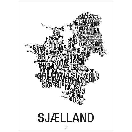 Sjælland, byer - 30x40 cm