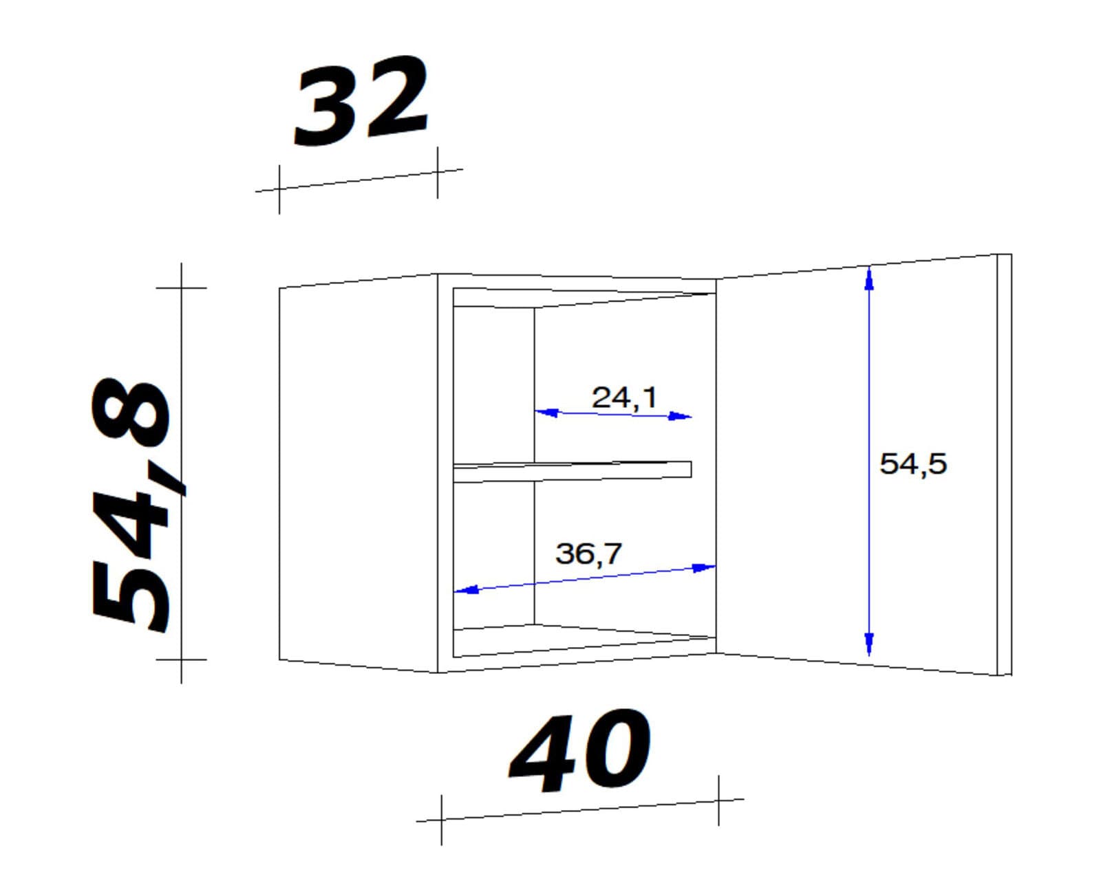 Küchen Hängeschrank AVILA 40 cm Eiche /weiß matt