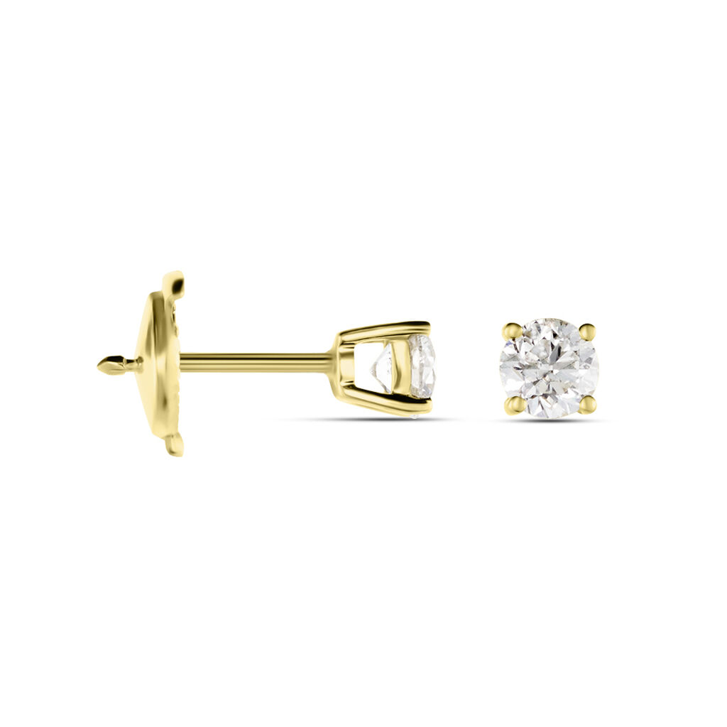Boucles D'oreilles Puces Victoria Or Jaune Diamant