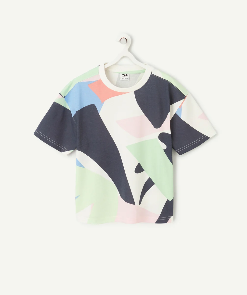 t-shirt manches courtes garçon en coton bio imprimé hawaien
