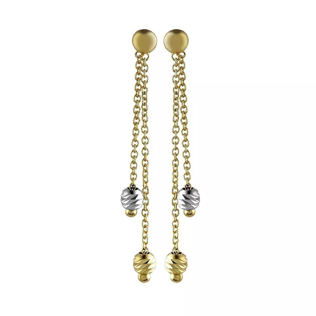 Boucles d'oreilles pendantes deux brins or 18 carats