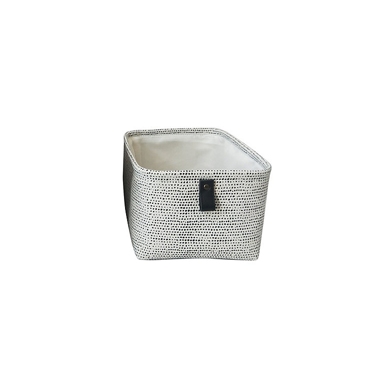 Panier réctangulaire blanc à pois noirs Ornami Achile taille M