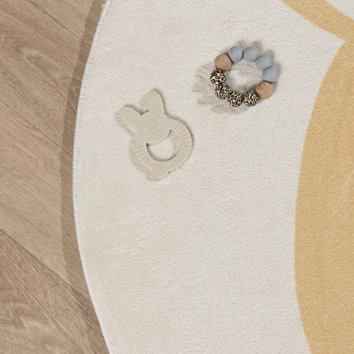Rond wasbaar kindervloerkleed - Sammy Giraffe Geel