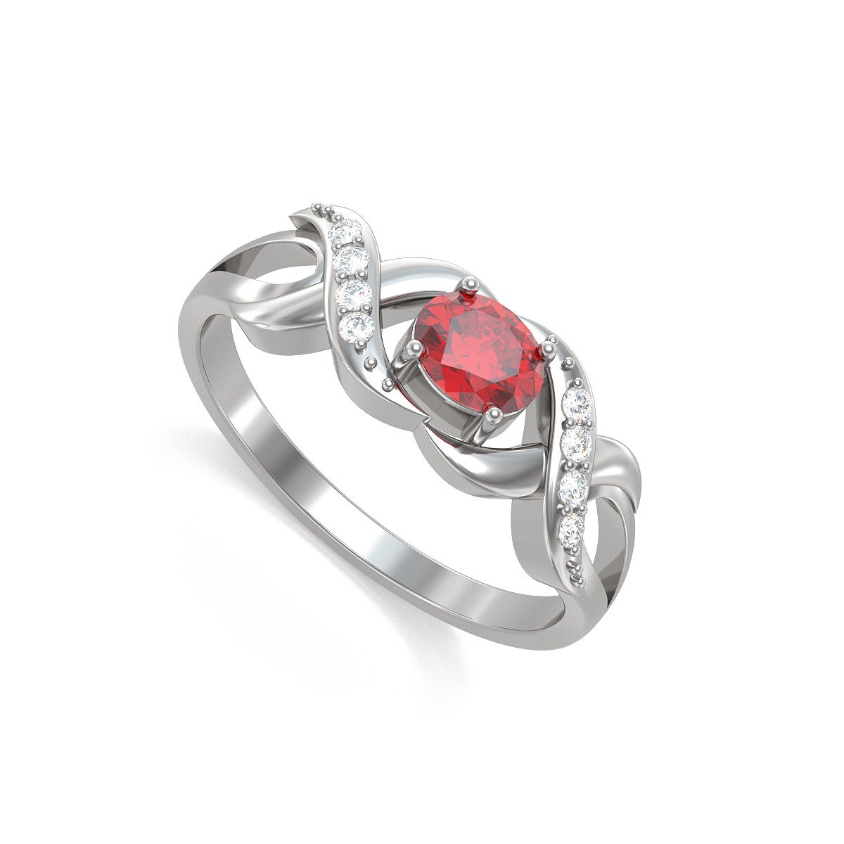 Bague ADEN Rubis et diamants sur Argent 925 2.684grs