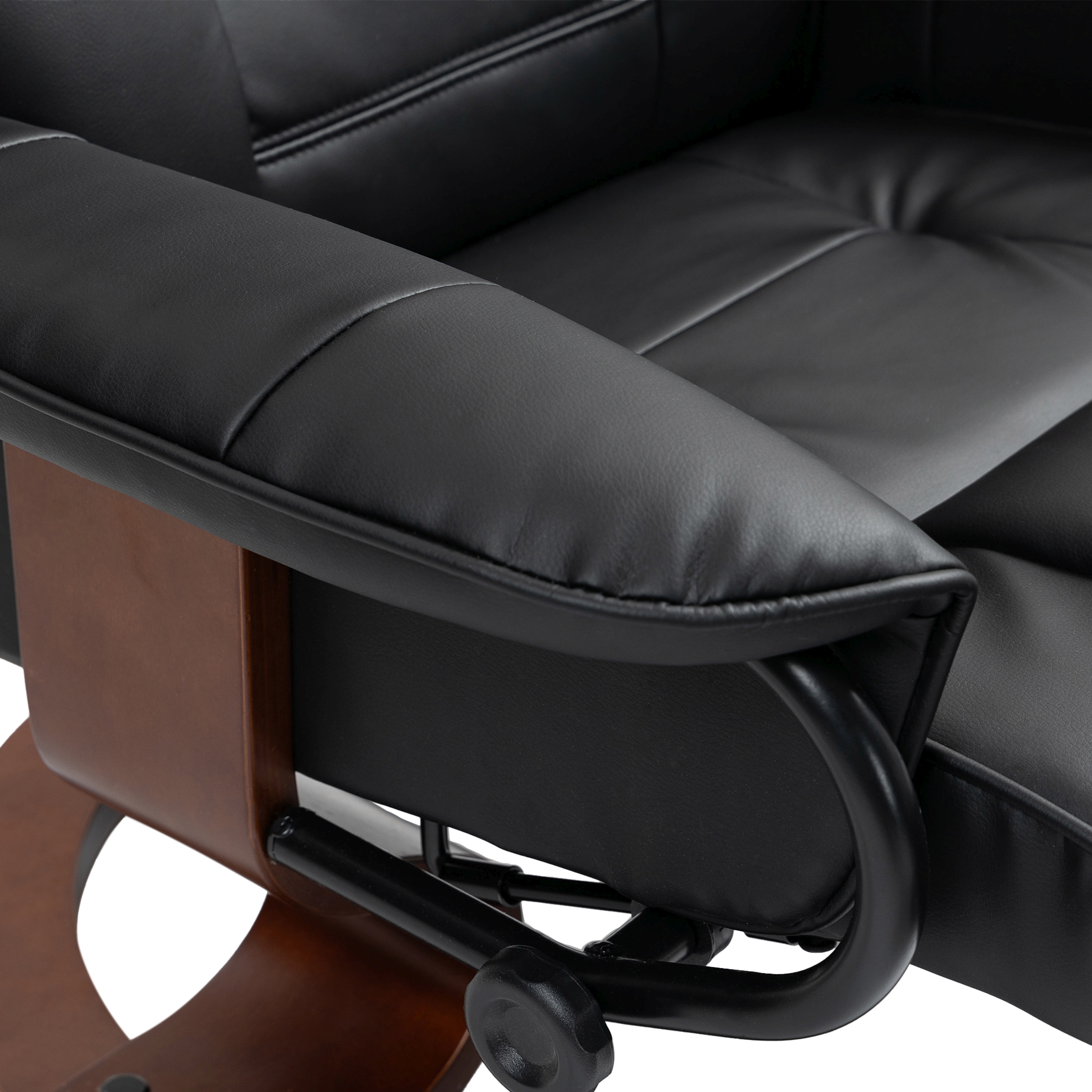 Relaxsessel Leder VITALII mit Hocker schwarz
