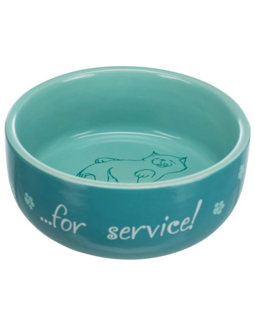 Trixie Voer\/Waterbak 'Thanks For Service' Keramiek - Kattenvoerbak - Ø11 cm Assorti