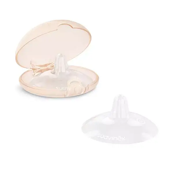 Protetores de mamilo de silicone para amamentação Suavinex, tamanho P, pacote com 2 unidades.