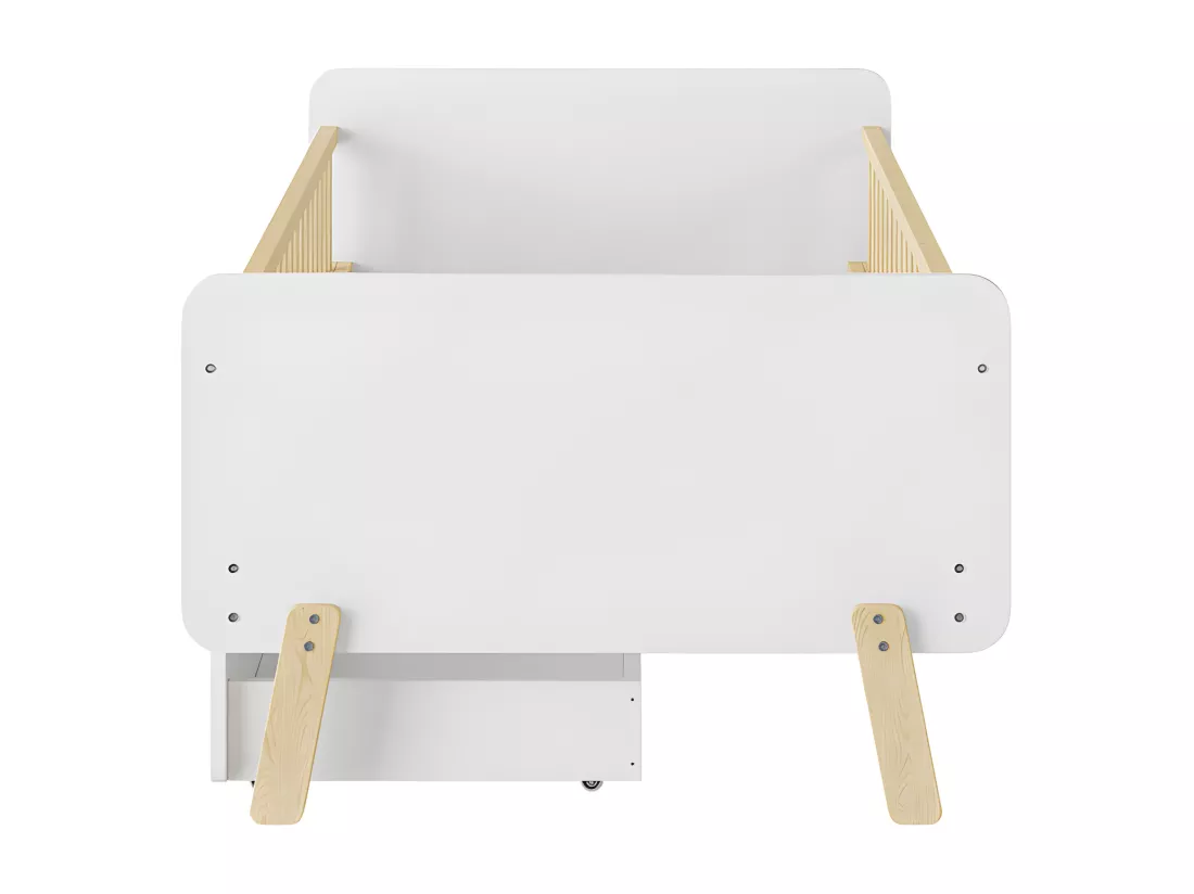 Lit enfant 90x190cm avec 2 tiroirs - lit simple en bois massif avec sommier à lattes - Blanc