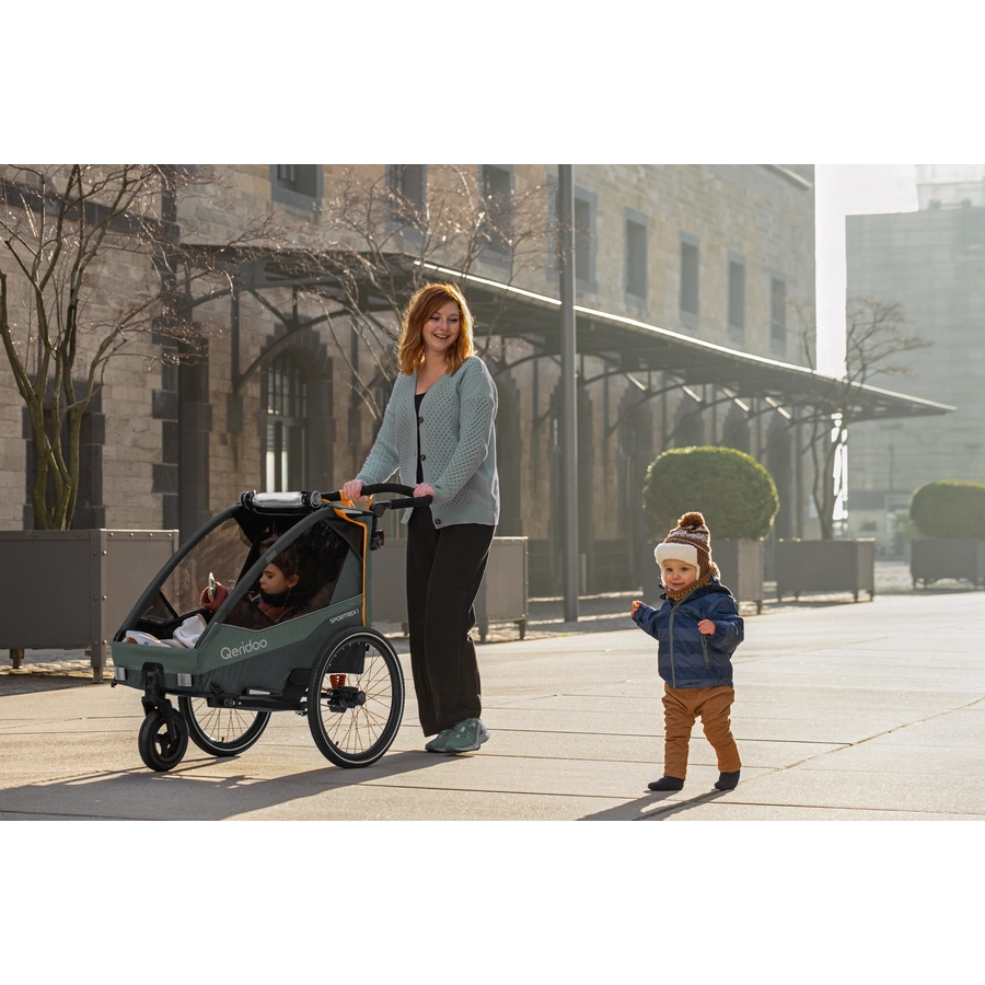 Qeridoo® Kinderfahrradanhänger Sportrex 2 Limited Edition Forest Green