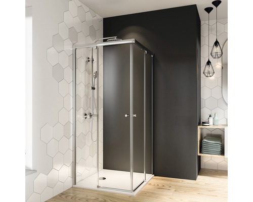 Hoekschuifdeur Breuer Fara 6 80x80 cm helder glasprofiel kleur wit