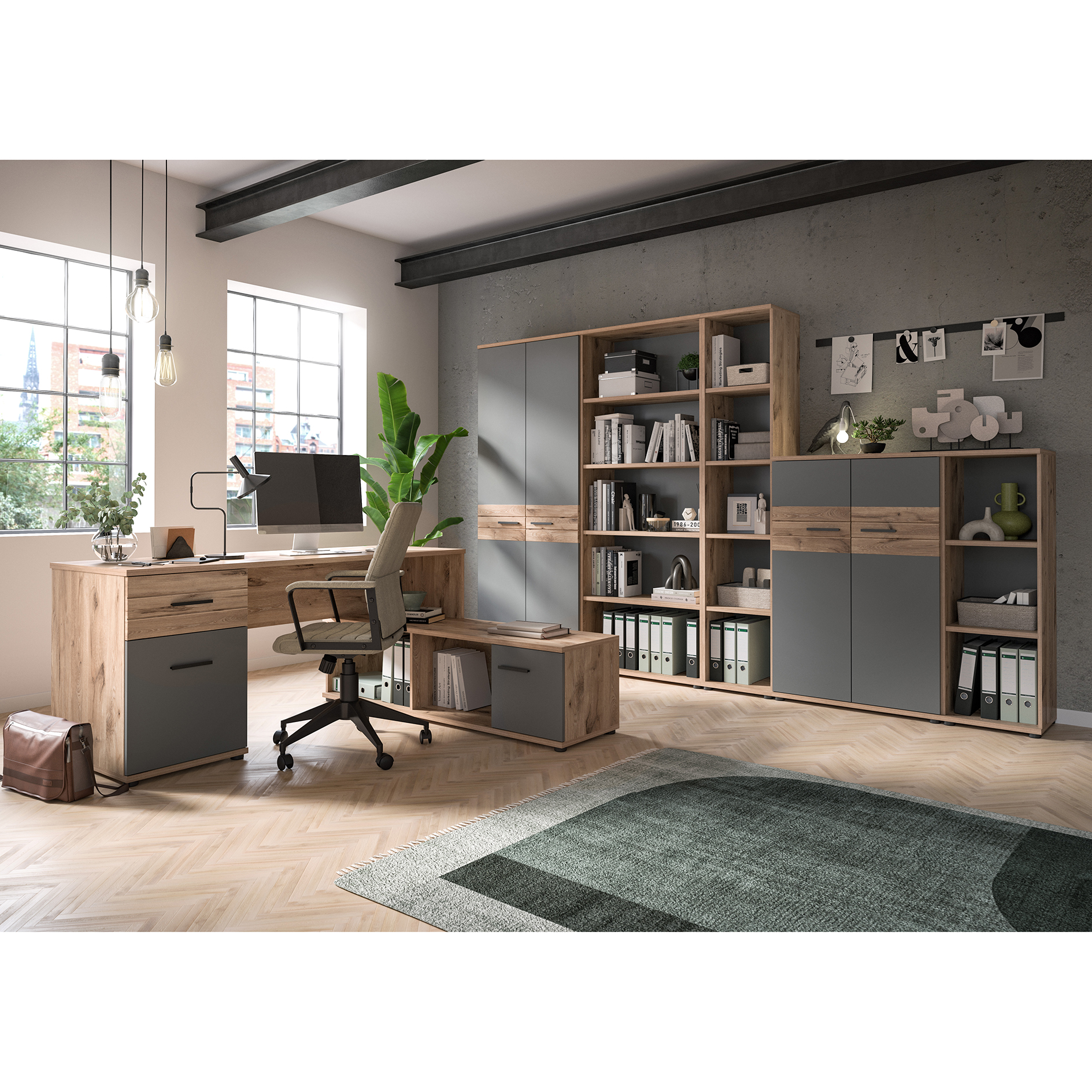 Stauraumshelf MASON - Nox Oak - Basalt grau - 80 cm
