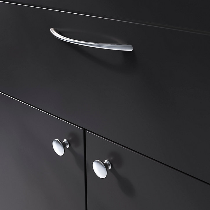 Poignée de meuble nœud GoodHome Primel effet chromé gris l.160mm x l.9mm x H. 27mm entraxe 128mm