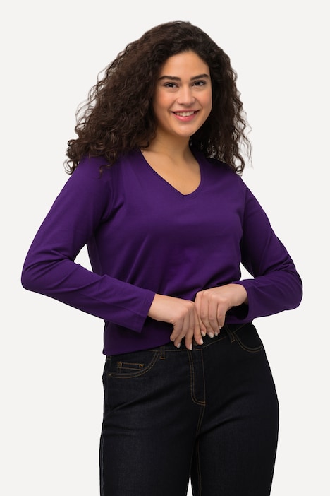 Shirt, Slim, V-Ausschnitt, Langarm