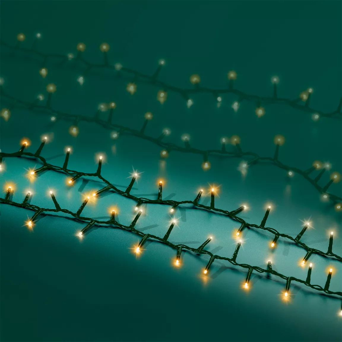 Guirlande lumineuse 45 m 2000 LED câble vert Luxe Blanc chaud/chaud doré