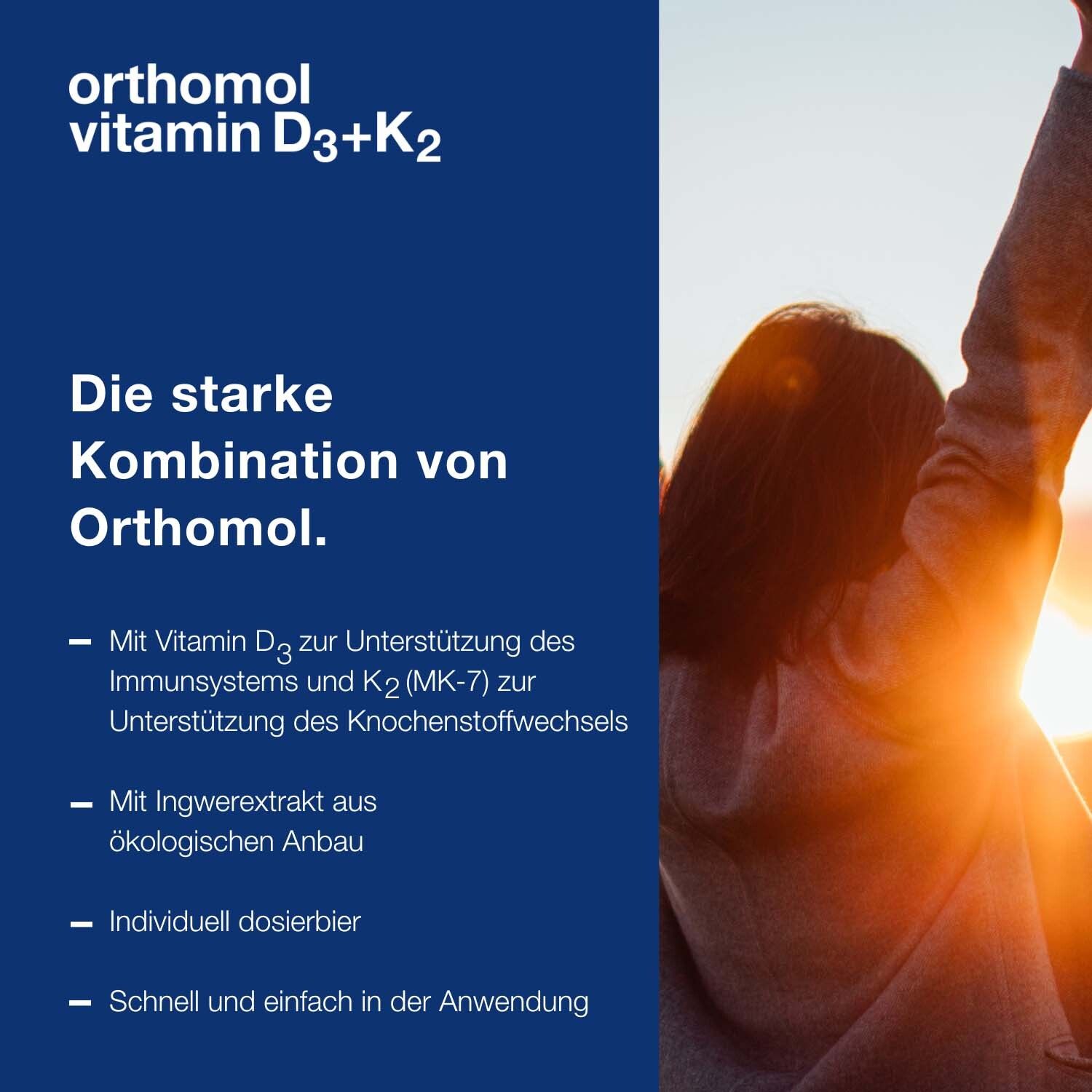 Orthomol Vitamin D3+K2 Spray - Nahrungsergänzungsmittel zur Stärkung des Immunsystems - mit Vitamin D3 und K2 MK7