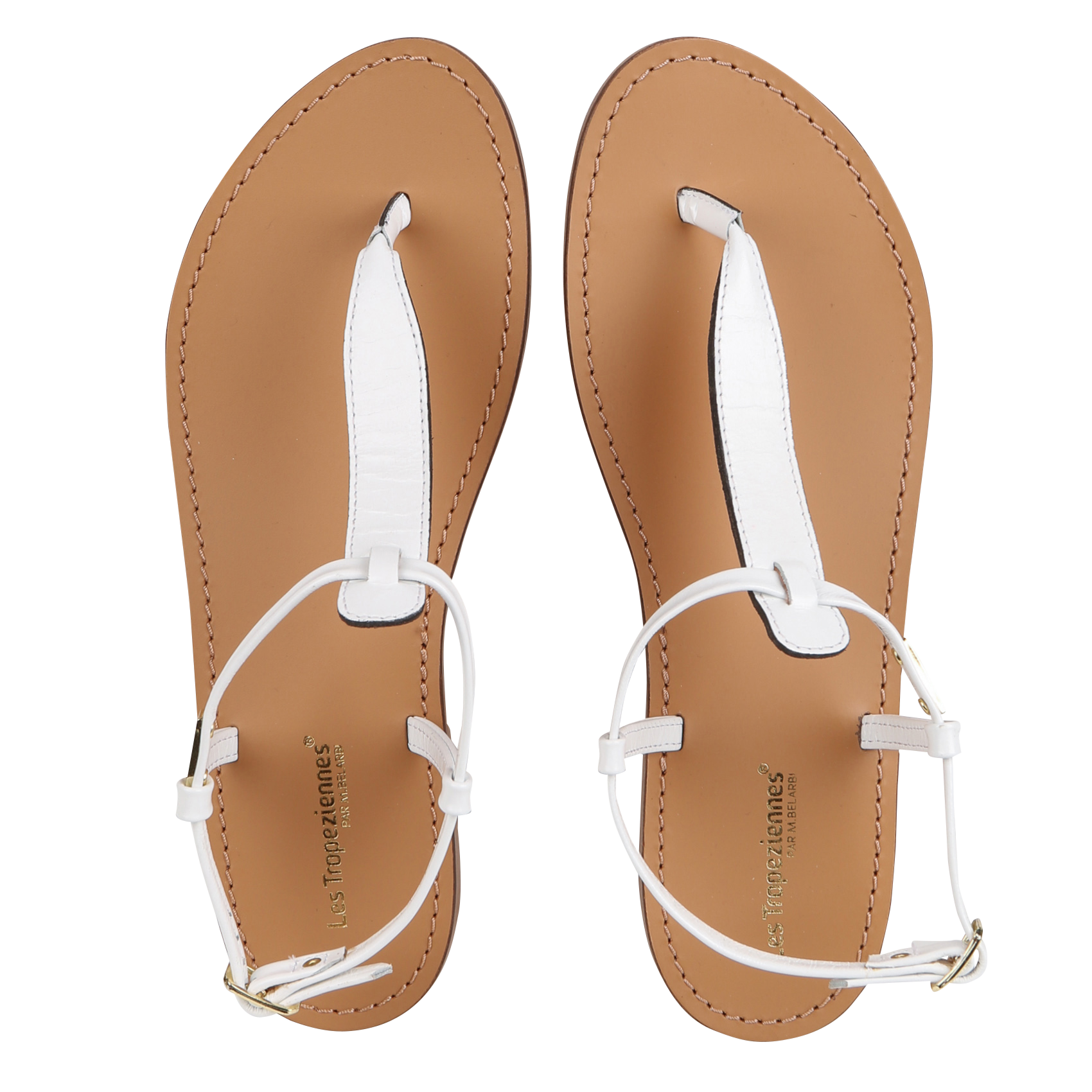 HARVIL - Sandales plates en cuir | Blanc