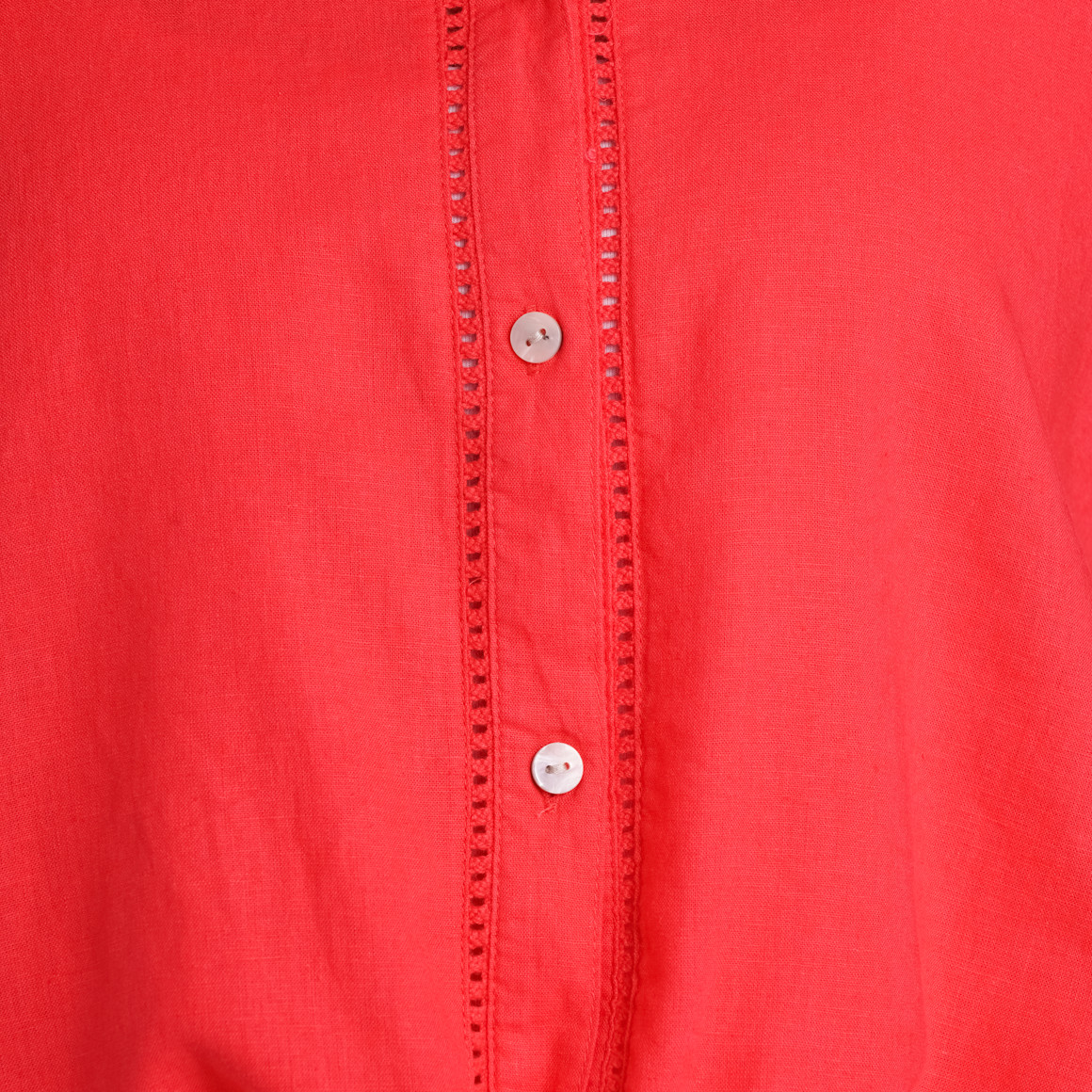Gina Benotti Damen Leinen-Bluse mit Knotendetail rot