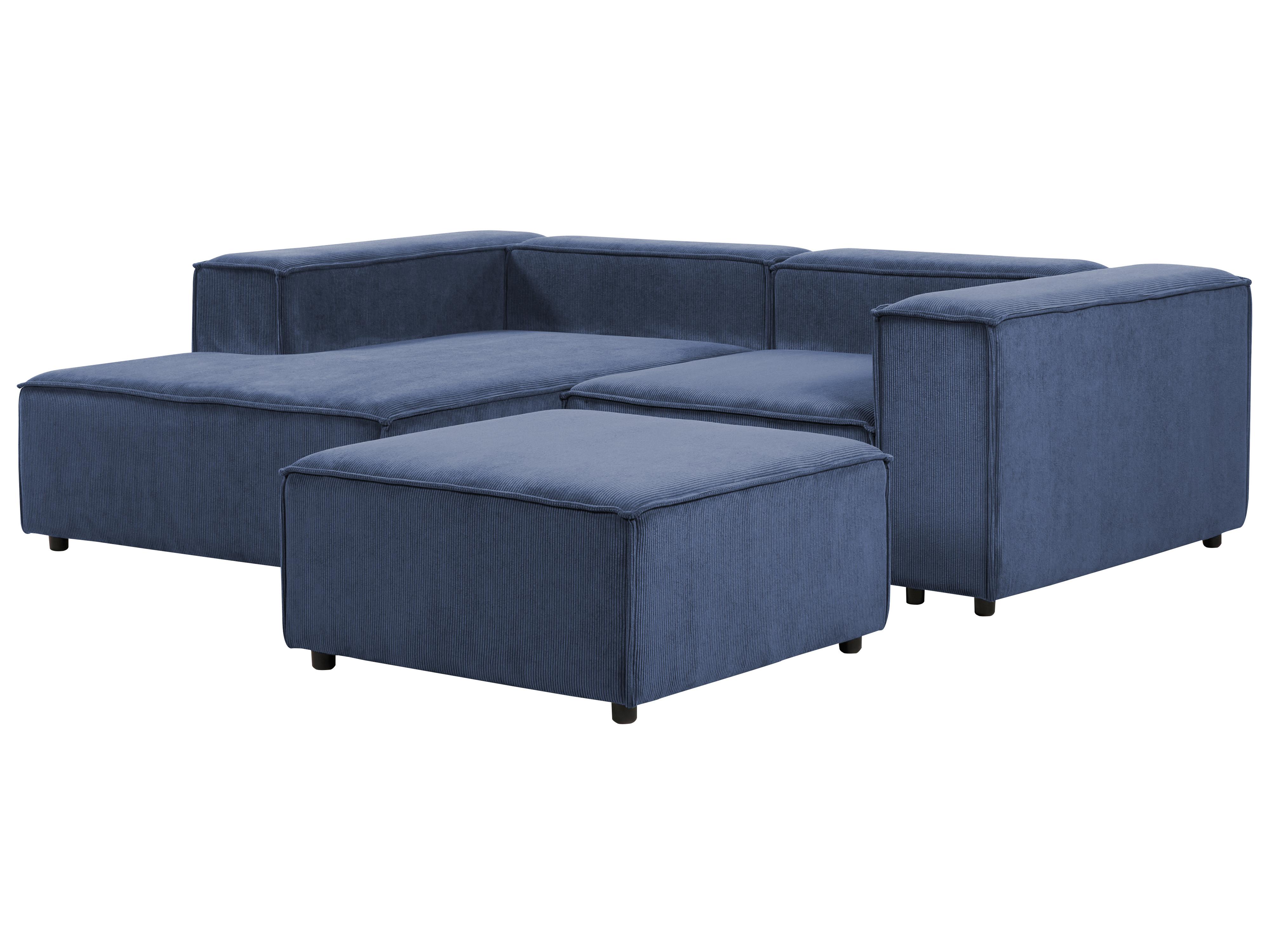 Modulaire hoekbank 3-zits ARDAL Corduroy Donkerblauw met ottomaan rechtszijdig