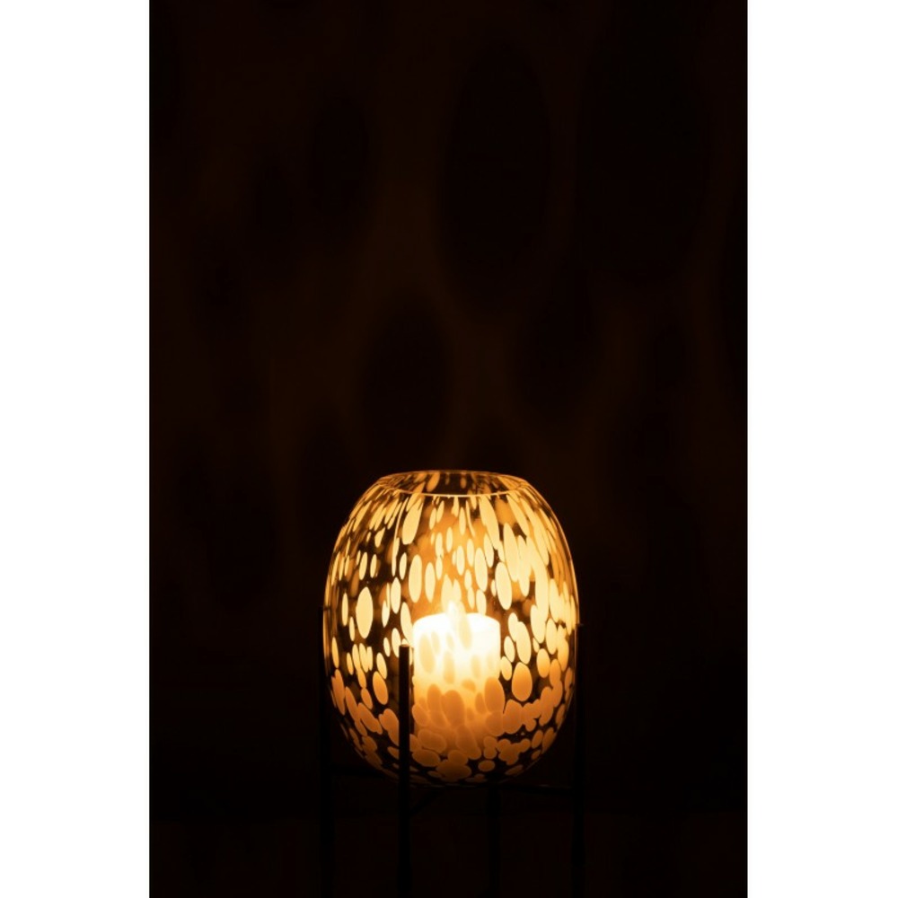Vase sur pied en verre gris 14x14x22 cm