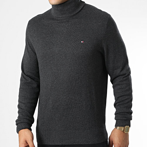 Pull Col Roulé Pima Cotton Cashmere 8048 Gris Anthracite Chiné