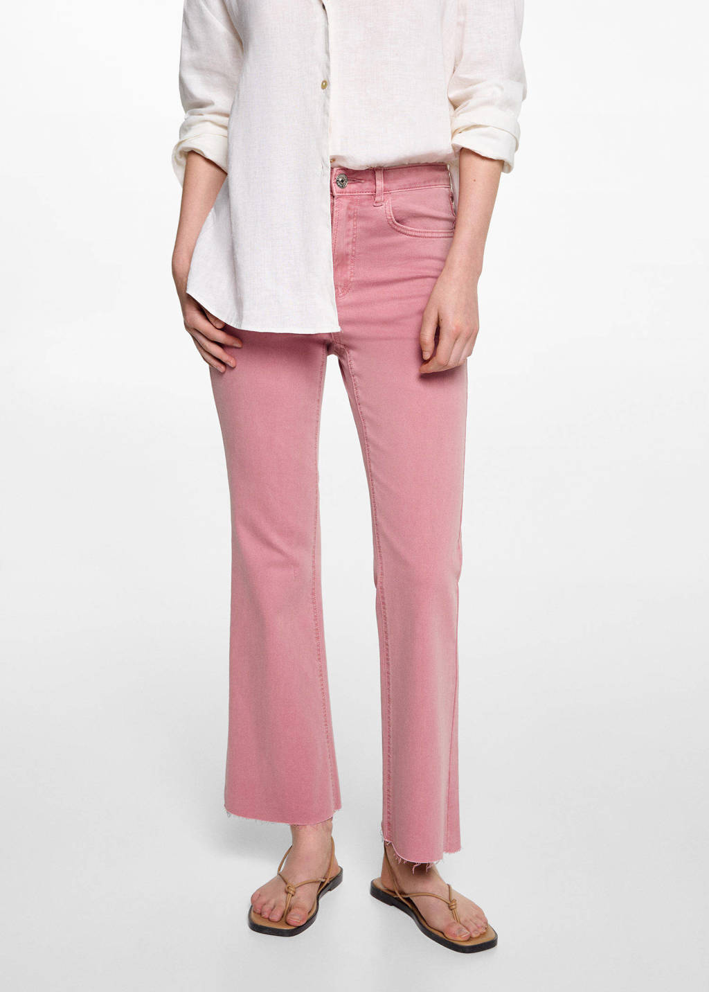 MANGO TEEN cropped flared jeans roze