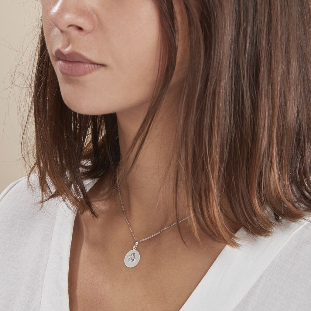 Pendentif Ange Rond Satine Or Blanc