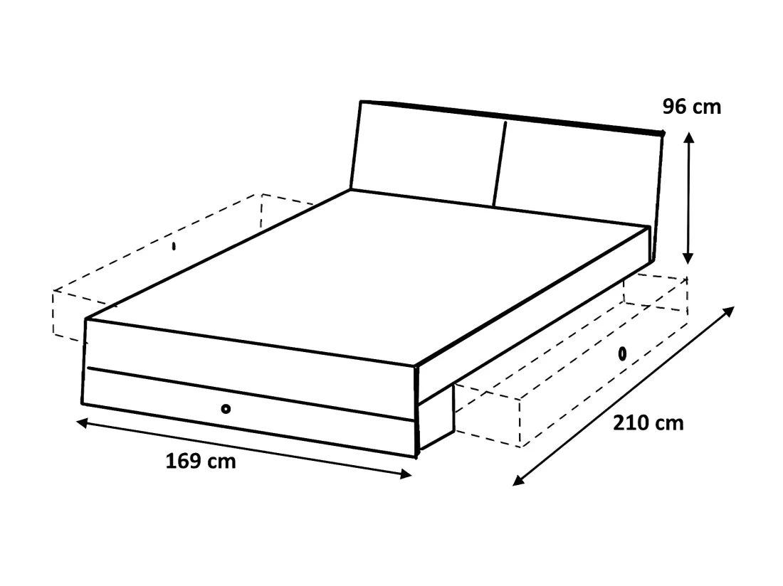 Chambre à coucher complète adulte (lit 160x200 cm Queen Size + 2 chevets + armoire + commode)
