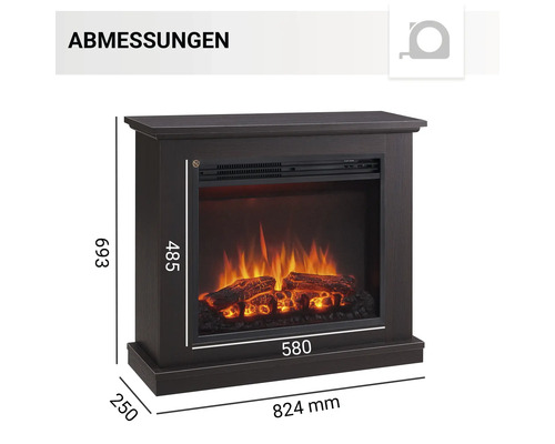 Elektrische haard Balderia Phanos donker eiken 2000 watt