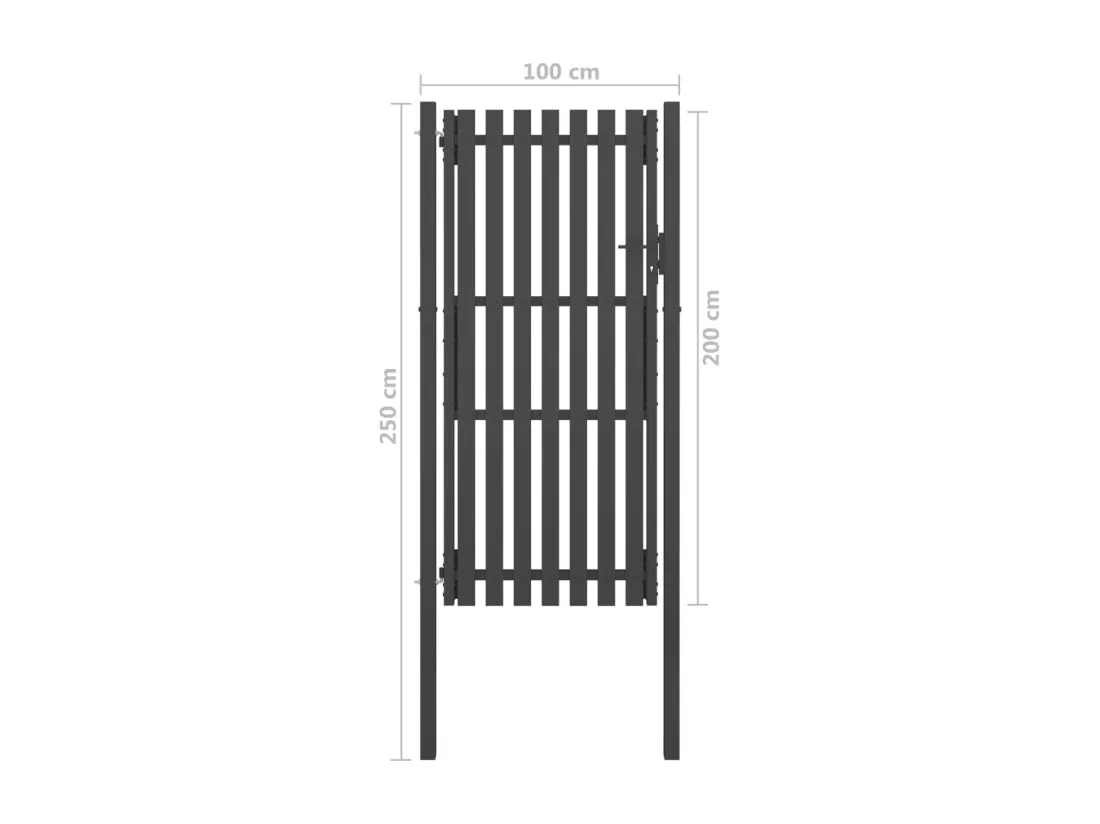 Portail de cl?ture de jardin Acier 1x2,5 m Anthracite