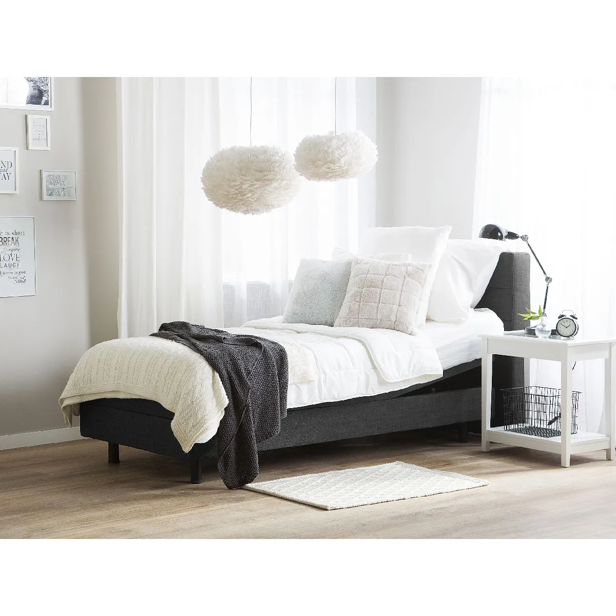 BELIANI Lit DUKE 80 x 200 cm - Gris foncé