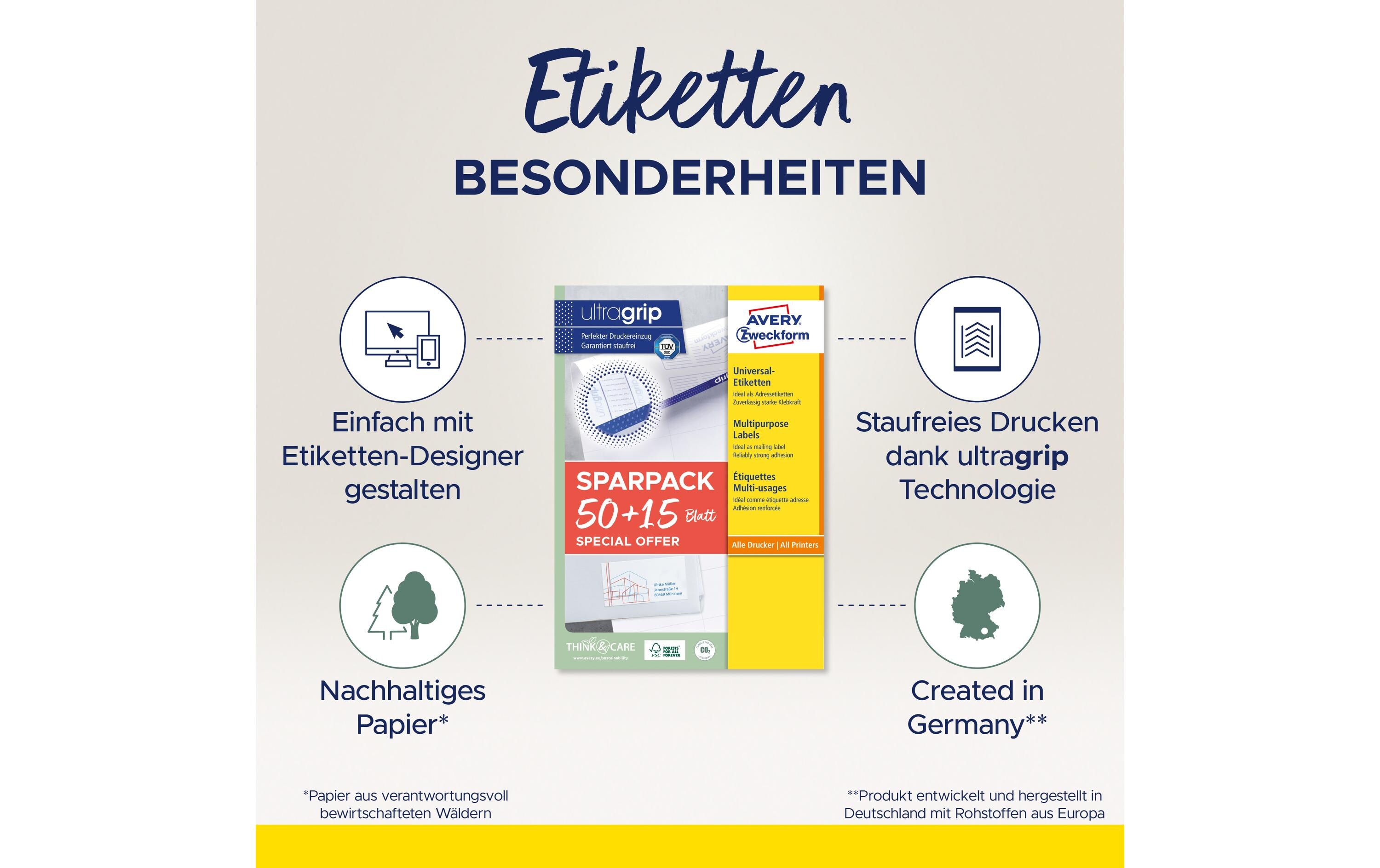 Universal-Etiketten 4782-65, 97 x 67.7 mm, 65 BlattPermanent haftende Etiketten