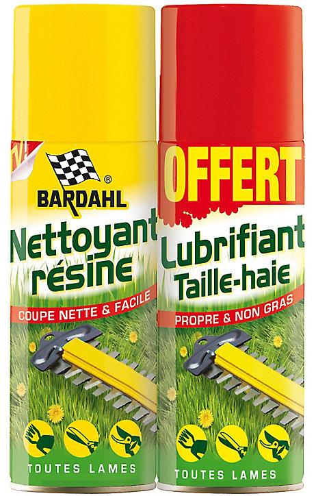 Lot nettoyant anti résine Bardhal 200ml + lubrifiant taille haie