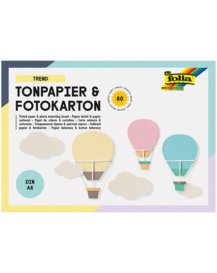Tonpapier- und Fotokarton-Block TREND 60-teilig in bunt