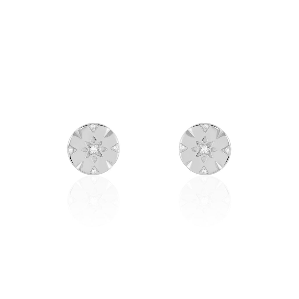 Boucles D'oreilles Puces Erinna Argent Blanc Oxyde De Zirconium