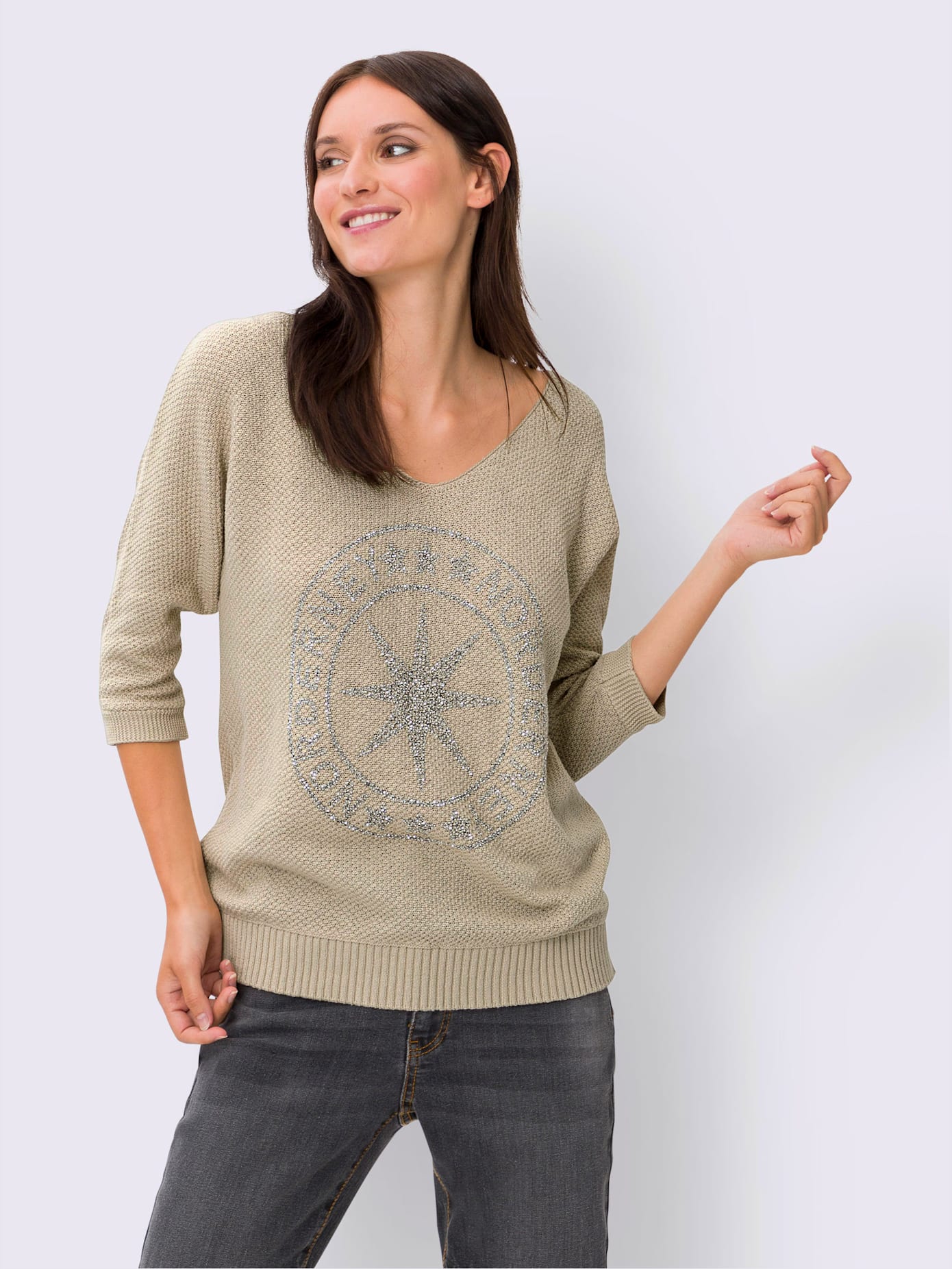 Pull pierres brillantes fantaisie